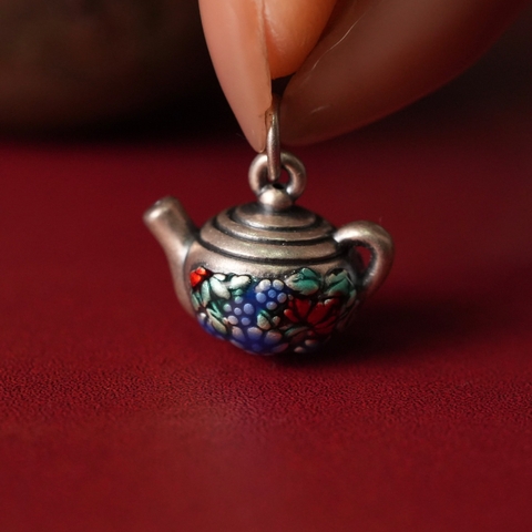 Charm bình trà khảm pháp lam
