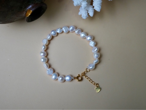 Vòng tay ngọc trai méo size 6-7mm( kèm kiểm định)