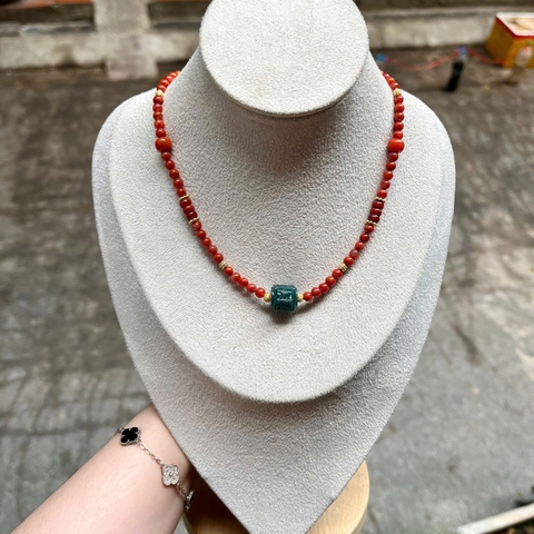 Vòng nam hồng mix mặt lu Phỉ Thuý