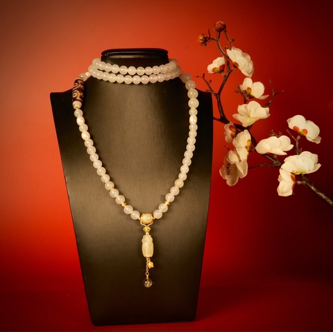 Chuỗi 108 hạt mã não size 8mm x Ngọc trai x Ve sầu ngọc x Charm ngọc( không tính Dzi) - BST Chuỗi Thiền