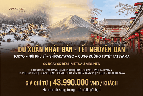 Tết Sang Xứ Nhật: Shirakawago - Tokyo - Lễ Hội Ánh Sáng Nabana 6N5Đ