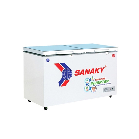Tủ đông 2 chế độ inverter 210 lít Sanaky cánh kính cường lực xanh VH-2599W4KD