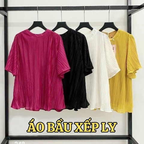 Áo Bầu Xếp Ly, Vải Voan Lụa Đẹp Nhẹ Nhàng, Dáng trẻ trung, Mẫu mới