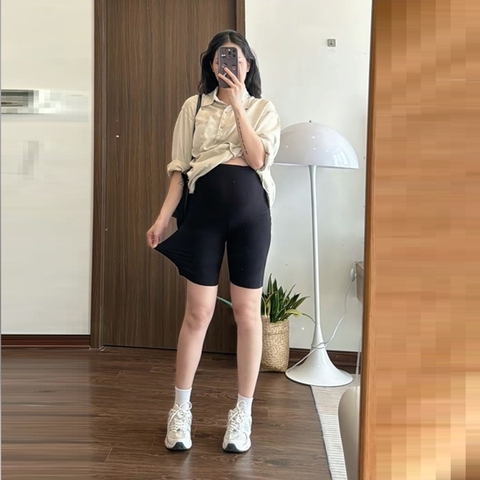 Quần bầu ngố, quần bầu đùi trên gối chất zip cotton chuẩn mềm đẹp, rất thoải mái cho mẹ bầu