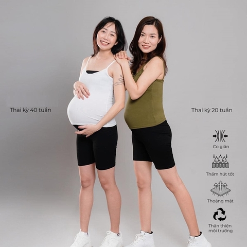 Quần bầu ngố, quần bầu đùi trên gối chất zip cotton chuẩn mềm đẹp, rất thoải mái cho mẹ bầu