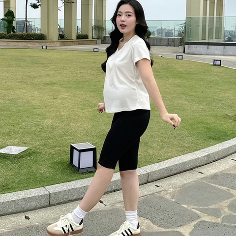 Quần lửng bầu, quần bầu lửng legging - Chất umi cotton mềm đẹp co dãn 4 chiều - đủ size đến 90kg thoải mái cho mẹ bầu