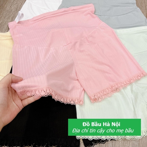 Quần bầu đùi mặc nhà, vải lụa băng mềm nhẹ kèm chun chỉnh thoải mái cho mẹ bầu