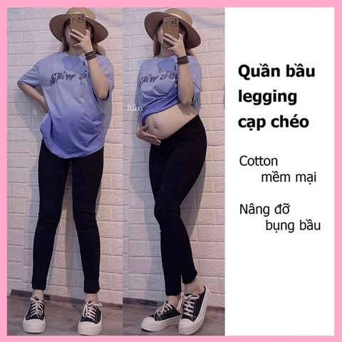 Quần legging bầu cạp chéo, hàng xưởng loại 1, vải quần mềm, đanh lỳ, full size tới 100kg