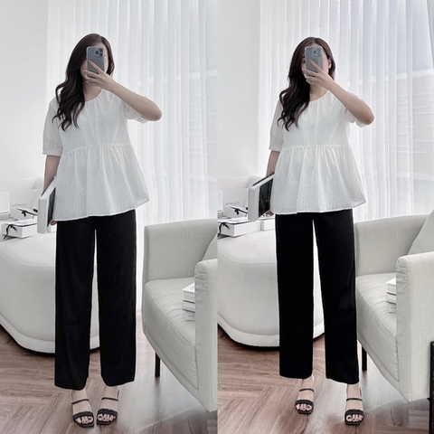 Quần bầu dài ống rộng, dáng suông, hàng may đo chuẩn mềm đẹp cho mẹ bầu