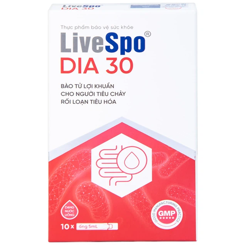 Bào tử lợi khuẩn Livespo DIA 30 hỗ trợ giảm các triệu chứng tiêu chảy cấp tính, rối loạn tiêu hoá, 10 ống x 5ml (3M+)