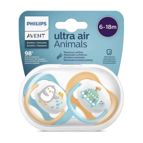 Ty ngậm thông khí Philips Avent hình thú (SCF080/07, 6-18M, vỉ đôi)