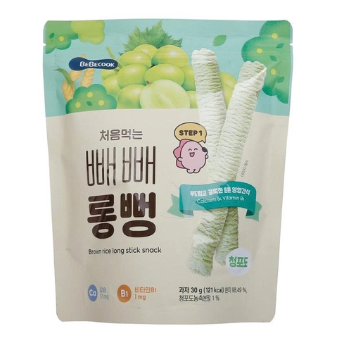 Bánh gạo lứt thanh dài BeBecook vị Nho Xanh dành cho bé từ 7 tháng