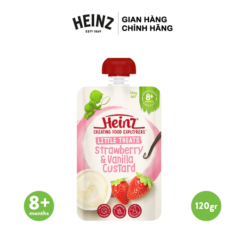 Dinh dưỡng hữu cơ Heinz Custard dâu vani 120g cho bé trên 8 tháng