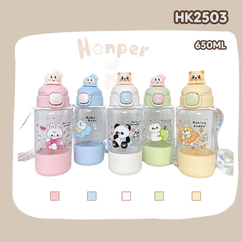 Bình hút nước Honper HK2503 cho bé 650ml (màu ngẫu nhiên)