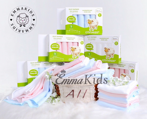 Hộp 6 Khăn sữa sợi tre Emmakids 30x30cm (màu ngẫu nhiên)
