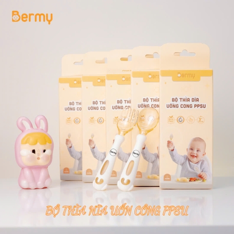 Bộ thìa dĩa uống cong PPSU Bermy