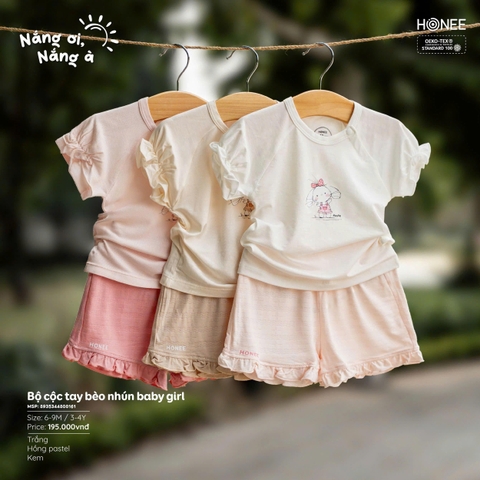 (C3.5) Bộ cộc tay bèo nhún Baby Girl 8161 Honee