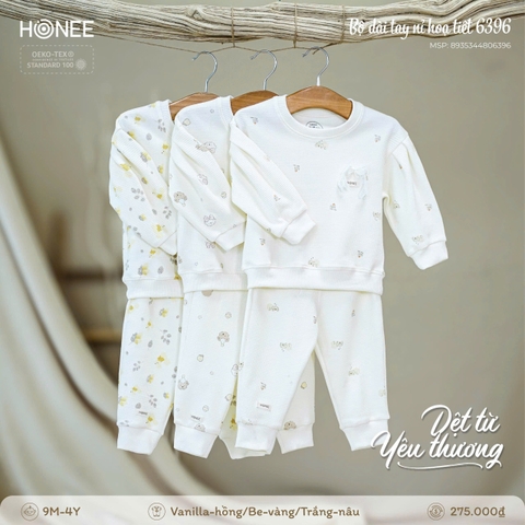Bộ dài tay nỉ họa tiết Honee 6396