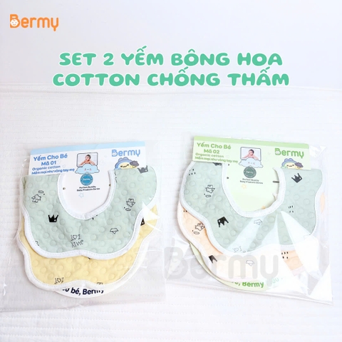 Set 2 yếm bông hoa chống thấm Bermy