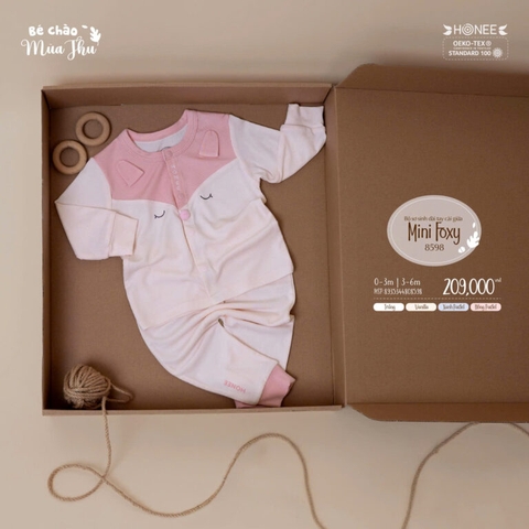 Bộ sơ sinh dài tay cài giữa Mini Foxy Honee 8598