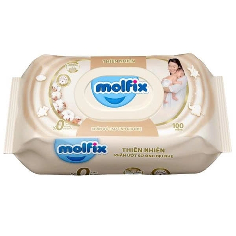 Khăn ướt Molfix sơ sinh dịu nhẹ không mùi gói 100 miếng