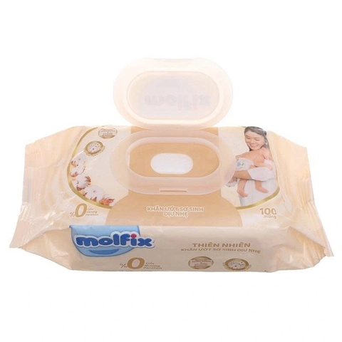 Khăn ướt Molfix sơ sinh dịu nhẹ không mùi gói 100 miếng