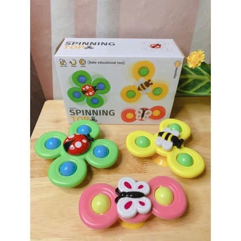 Đồ chơi bộ 3 con quay Spinning top, chong chóng có thể dính tường , có âm thanh vui nhộn cho bé