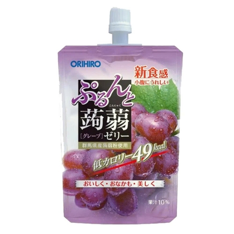 Thạch Orihiro vị Nho Tím dạng túi đứng 130g cho bé từ 3 tuổi