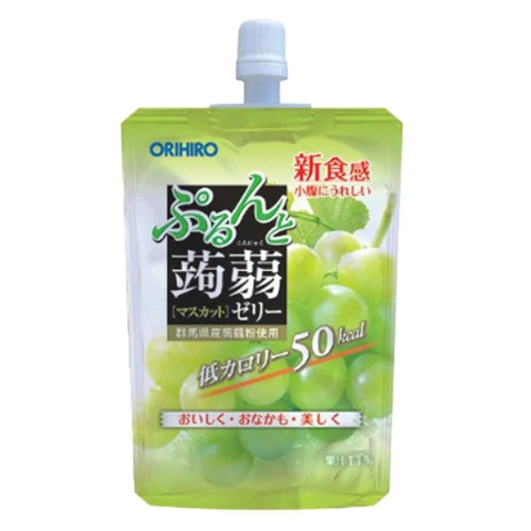 Thạch Orihiro vị Nho Xanh dạng túi đứng 130g cho bé từ 3 tuổi