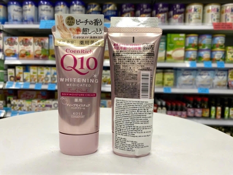 Kem dưỡng da tay Q10 Kose Nhật Bản màu Hồng cho da nứt nẻ và có tổn thương (Whitening Medicated  Deep Moisture Cream - Fresh Peach)