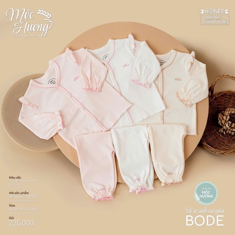 Bộ sơ sinh nỉ lông cài giữa Bode Honee 0126