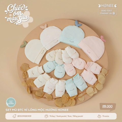 Set mũ BTC nỉ lông mộc hương Honee 0409