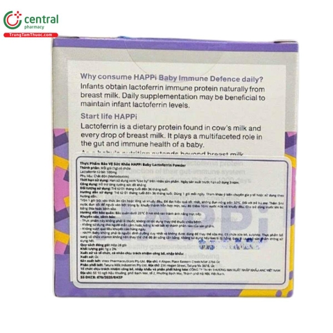 Bột dinh dưỡng Happi Baby Lactoferrin Powder cho bé 1-36M (hộp 28 gói x 1gam)