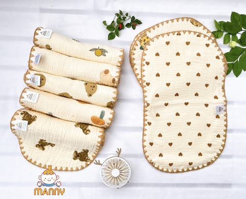 Gối xô Manny 10 lớp Muslin 25x40cm (họa tiết ngẫu nhiên)