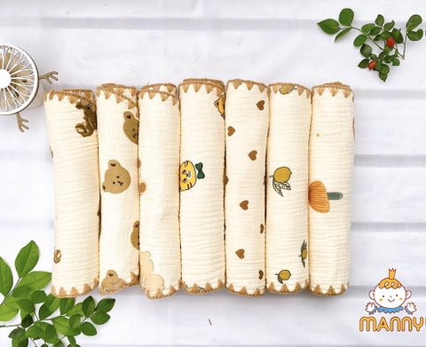 Gối xô Manny 10 lớp Muslin 25x40cm (họa tiết ngẫu nhiên)