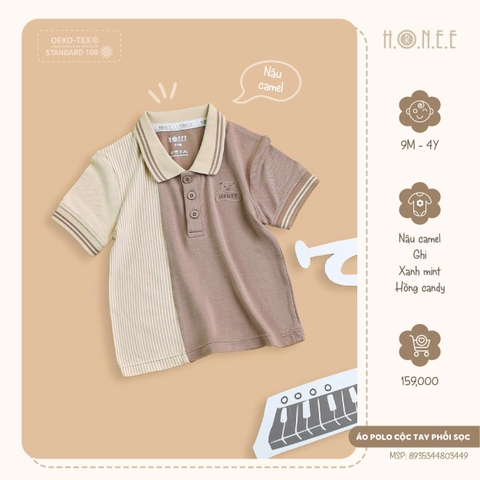 Áo polo cộc tay phối sọc Hrnee