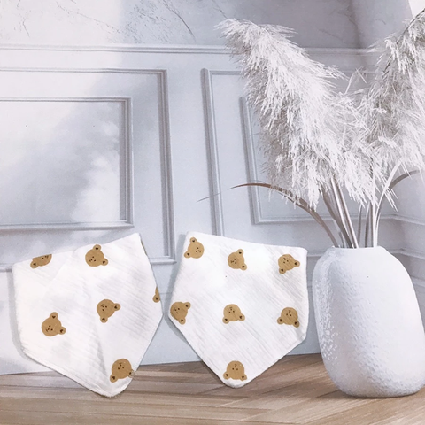 Set 3 yếm tam giác muslin vintage Bermy (họa tiết ngẫu nhiên)