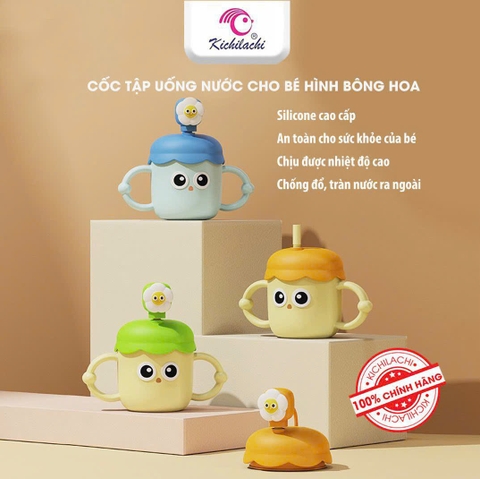 Cốc tập uống nước Kichilachi cao cấp cho bé (màu ngẫu nhiên)
