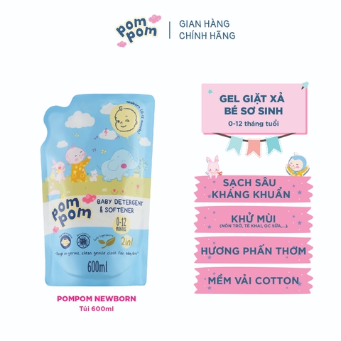 Gel giặt xả Pom Pom Newborn dành cho bé sơ sinh 0-12 tháng (túi 600 ml)
