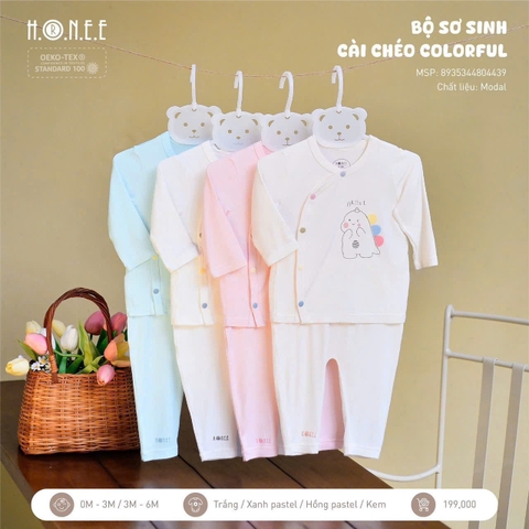 Bộ sơ sinh cài chéo Colorful Hrnee 0-3M