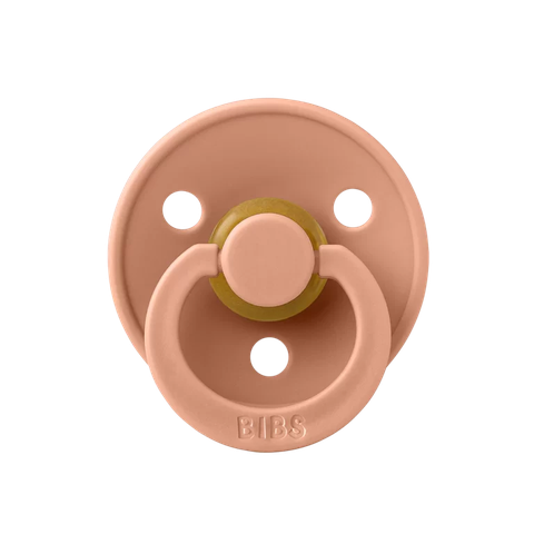 Ty ngậm núm tròn cao su tự nhiên BIBS Pacifier De Lux Latex  Size 1 từ 0-6 tháng tuối, Peach
