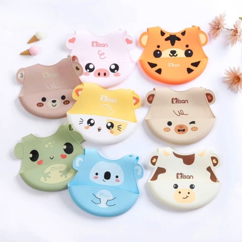 Yếm silicone Misan hình thú có máng hứng