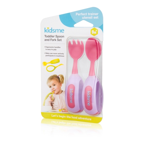 Bộ nĩa và muỗng tập ăn Kidsme 9853 - màu Tím (9M+)