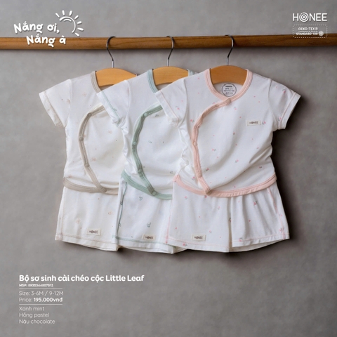 (C2.5) Bộ sơ sinh cài chéo cộc Little Leaf 7812 Honee