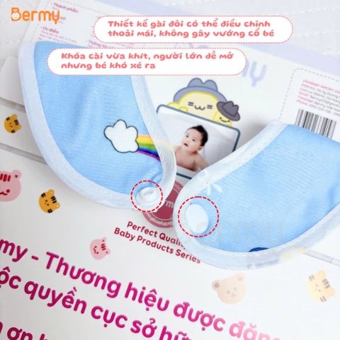 Set 3 yếm vuông chống thấm Bermy họa tiết nhiều màu