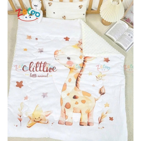 Chăn Trần Bông 4D Zeloo Manny  110x110cm (họa tiết ngẫu nhiên)