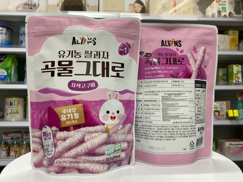 Bánh ăn dặm hữu cơ Elvins vị Khoai Lang Tím 25g cho bé trên 6 tháng
