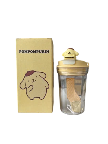 Bình uống nước có dây đeo họa tiết hoạt hình 400ml (Vàng)