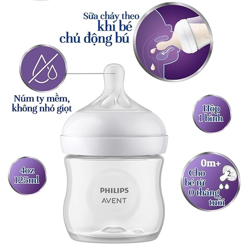 Bình sữa mô phỏng tự nhiên Avent 125ml SCY900/01 New