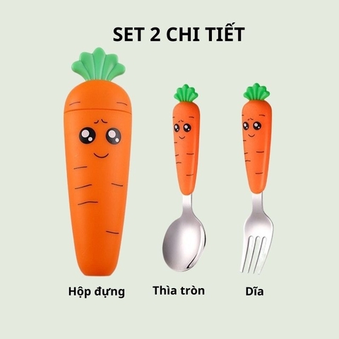 Set thìa nĩa hình cà rốt